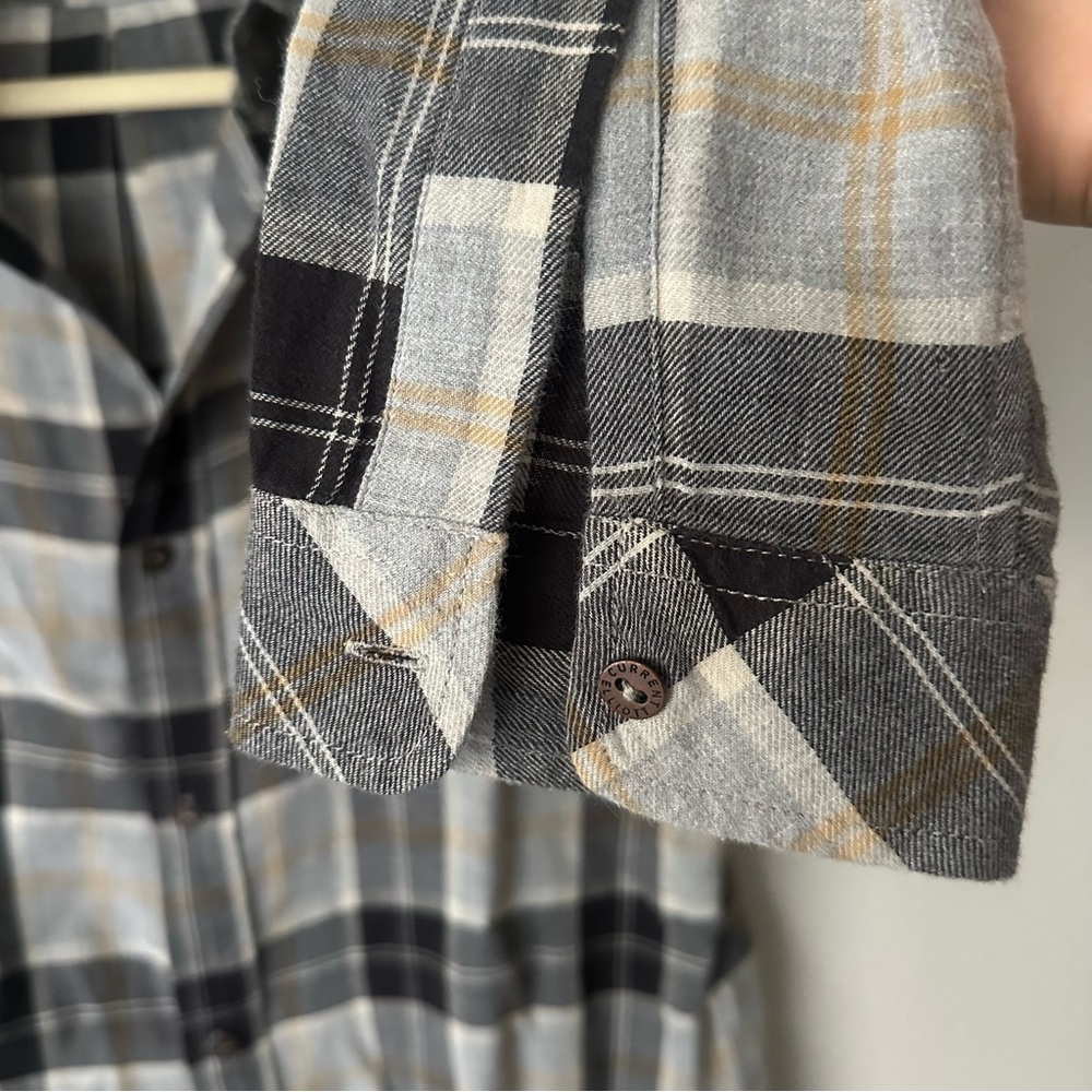Current/Elliott Black and Gray Casual Button Down flannel Shirt size 2 Western - Picture 6 of 10